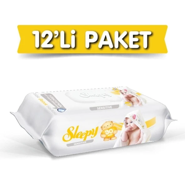 Sleepy  Islak Havlu Sensitive 90' Lı Kapaklı X12
