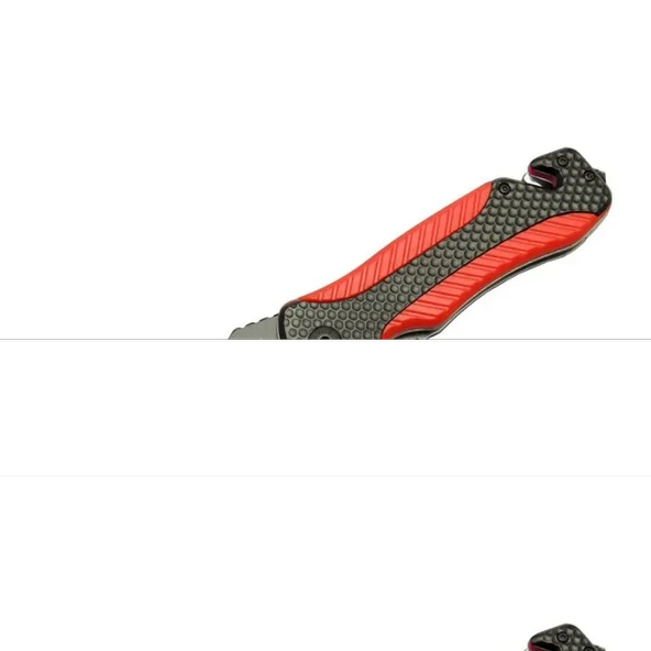 Kurtarma Çakısı Kırmızı 22 Cm Yarı Otomatik , Kemerlikli