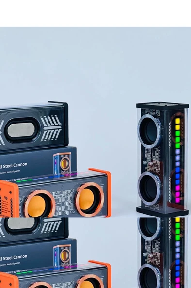 Şeffaf Mecha Müzik Tws Stereo Rgb İşıklı Hoparlör Kablosuz Bluetooth 5.0 Taşınabilir Hoparlör V9