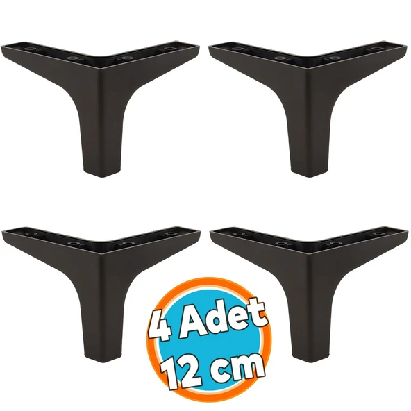 Mobilya Kanepe Sehpa TV Ünitesi Koltuk Ayağı 10 cm Siyah Baza Ayak 4 Adet ürün görseli