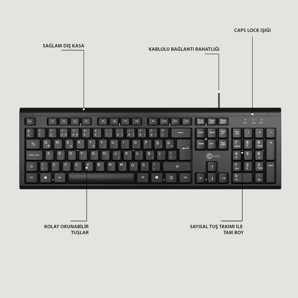 Lecoo Cm101 Siyah Kablolu Mouse & Klavye Set - 5