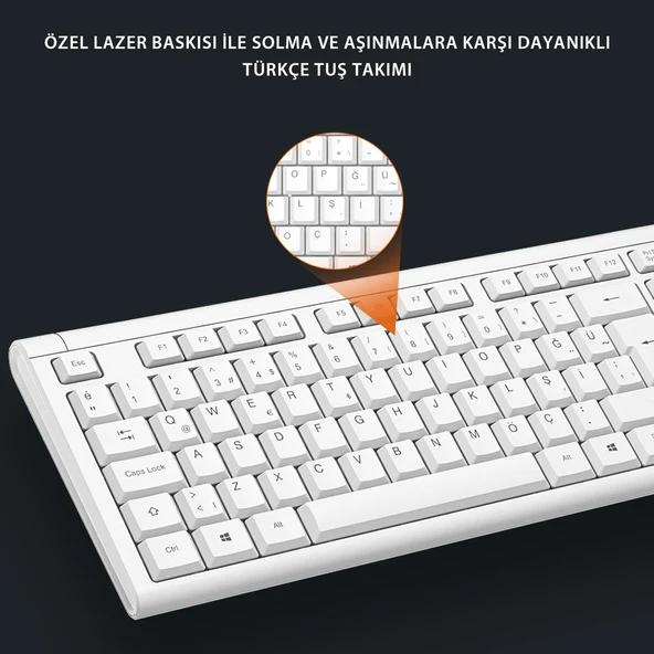 Lecoo Kw200 Kablosuz Klavye & Mouse Set Beyaz - 5