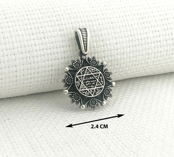 925 Ayar Gümüş Mührü Süleyman Kolye Ucu - Resim 3