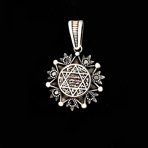 925 Ayar Gümüş Mührü Süleyman Kolye Ucu - Resim 2