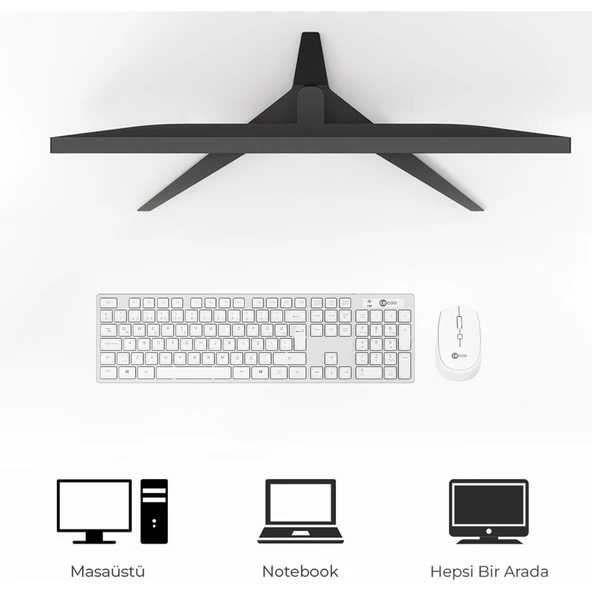 Lecoo Km2001 Klavye & Mouse Kablosuz Set Beyaz - 2