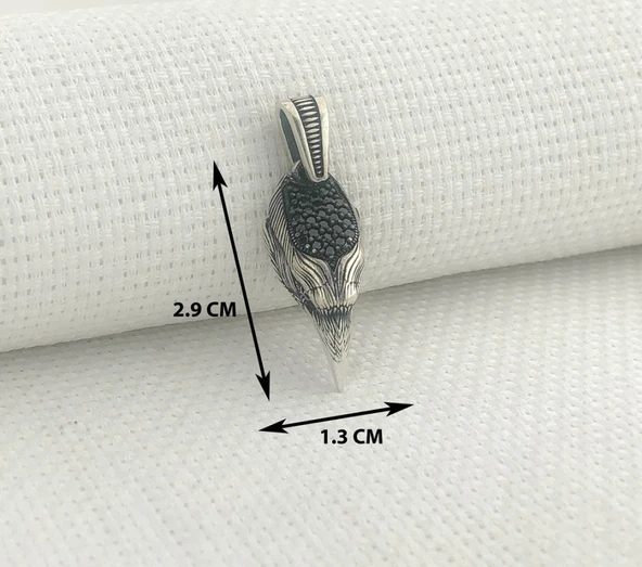 925 Ayar Gümüş Kartal Başı Kolye Ucu - Resim 3