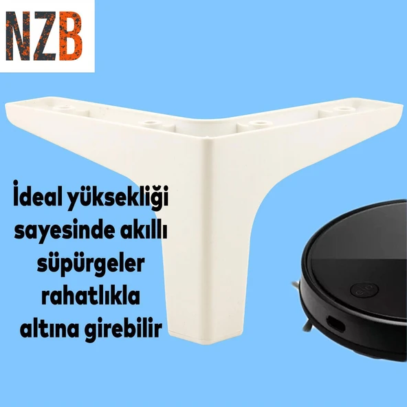 Mobilya Kanepe Sehpa TV Ünitesi Koltuk Ayağı 10 cm Beyaz Baza Ayak 4 Adet - Resim 4