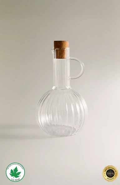 2 Li Yağdanlık Seti 350ml Ahşap Stantlı Mantar Kapaklı - 6