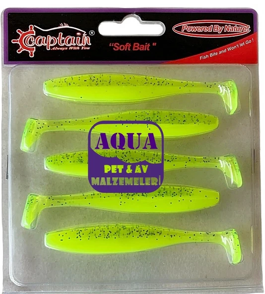 3075 Shad Tail Soft 10 cm 4.7 Gr Levrek Turna Silikonu 5'li Paket Suni Yem Limoni - Silikon Balık