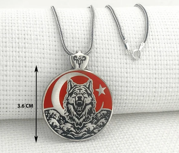 Ayyıldız 925 Ayar Gümüş Bozkurt Kolye - Resim 3