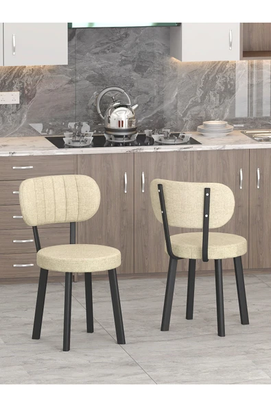 Azra 70x110cm Bendir Mutfak Masası, Mutfak Masası Takımı, Yemek Masası, 4 Krem Sandalye - 5