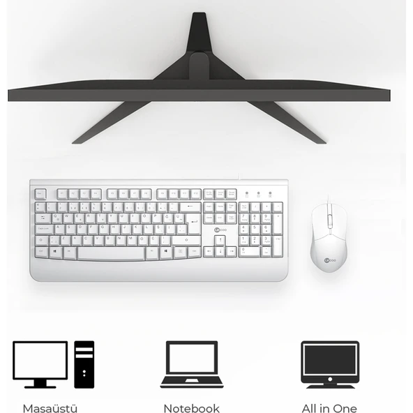 Lecoo Cm105 Beyaz Kablolu Mouse & Klavye Set - 3