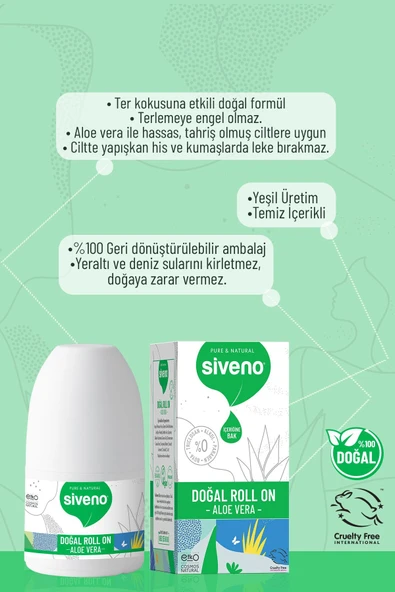 Siveno Roll-On Aloe Vera Deodorant Ter Kokusu Önleyici Bitkisel Lekesiz Vegan 50 ml - 3