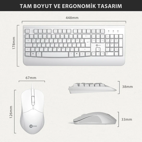 Lecoo Cm105 Beyaz Kablolu Mouse & Klavye Set - 4