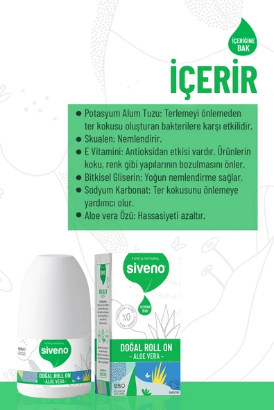 Siveno Roll-On Aloe Vera Deodorant Ter Kokusu Önleyici Bitkisel Lekesiz Vegan 50 ml - 4