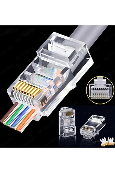 Ez Rj45 Cat6 Yeni Nesil Delikli Jack Konnektör 100 Adet - 2