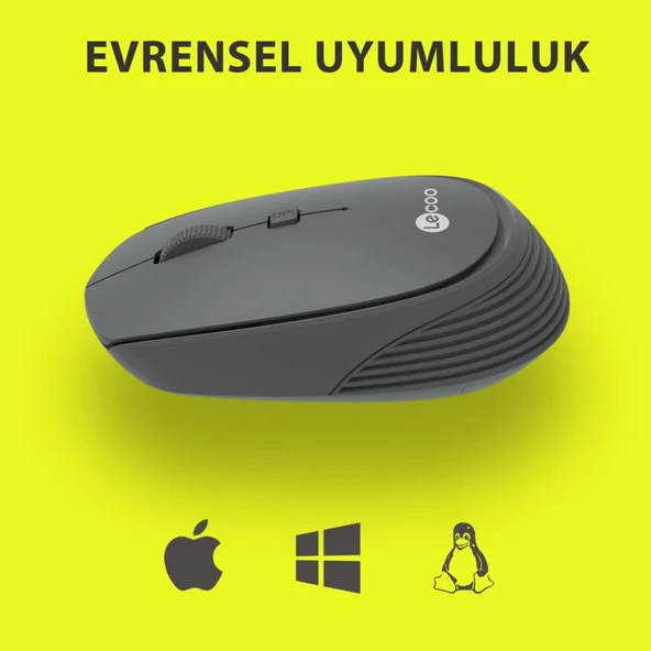LECOO WS202-G GRİ USB KABLOSUZ MOUSE - 2
