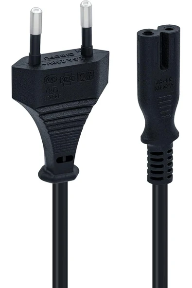 PS4/ PS3 / XBox Series S-X Uyumlu 2 Pinli 1.5 Metre Güç Kablosu Teyp Fişi, Radyo Fişi, Led TV E