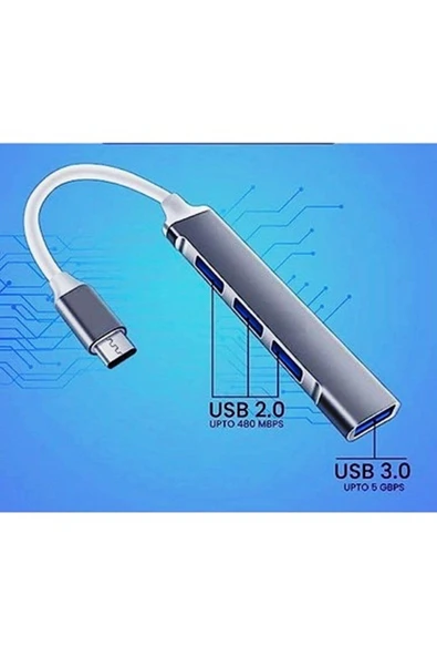 GAB-TCUM20 TYPE-C USB HUB 4LÜ METAL 2,0
