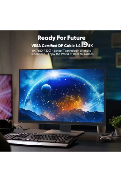 8k Displayport Dp Kablo 1080p@ 360hz, 2k@ 240hz, 4k@ 144hz, 8k@ 60hz V1.4 Sinema \ Oyuncu - 7