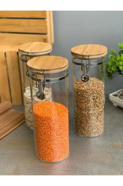 Bambum Mada 1700ml 26 Cm 6lı Kelepçeli Vakumlu Boroslikat Cam Set