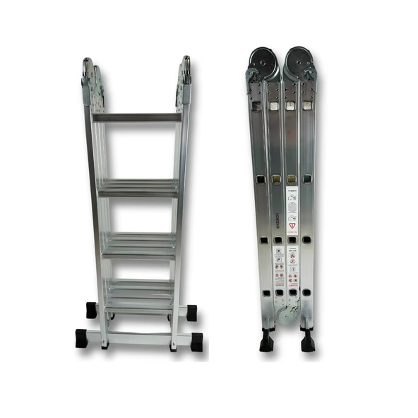 Endokon 4,56 Metre - 16 Basamaklı Katlanır Akrobat Merdiven - Büyük Menteşe - Kalın Profil - 5