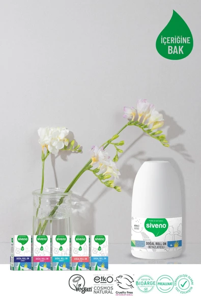Siveno Roll On Beyazlatıcı Etkili Deodorant Ter Kokusu Önleyici Bitkisel Lekesiz Vegan 50 ml - Resim 3