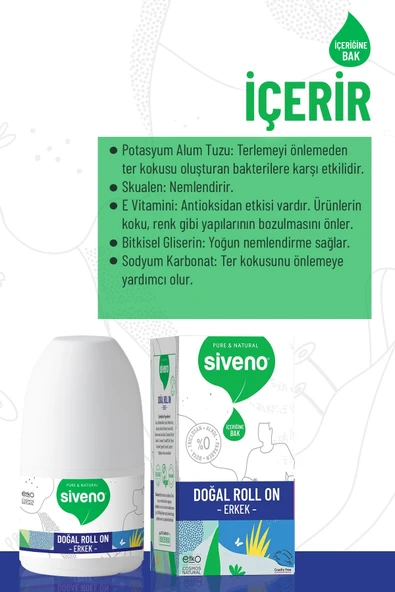 Siveno Roll On Erkek Deodorant Ter Kokusu Önleyici Bitkisel Leke Bırakmayan Vegan 50 ml - 6