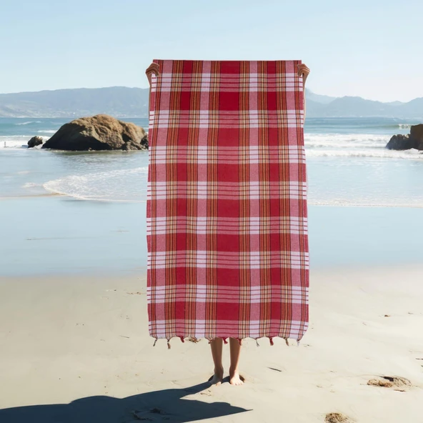 Homedius %100 Pamuk Kırmızı Hamam Peştemali 2'li - 80 x 160 cm - 2