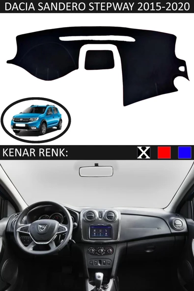 Torpido Koruma Halısı Siyah Kenar Renk Siyah Dacia Sandero Stepway 2015-2020 ile Uyumlu - 1
