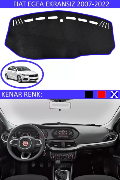Torpido Koruma Halısı Siyah Kenar Renk Mavi Fiat Egea Ekransız 2007-2022 ile Uyumlu