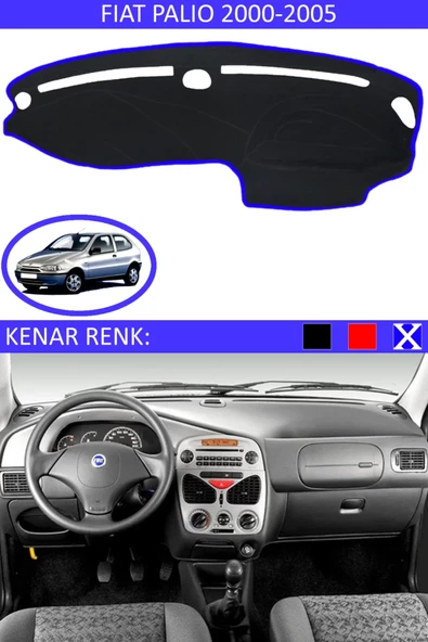 Torpido Koruma Halısı Siyah Kenar Renk Mavi Fiat Palio 2000-2005 ile Uyumlu - 1