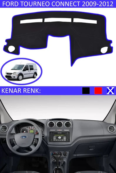 Torpido Koruma Halısı Siyah Kenar Renk Mavi Ford Tourneo Connect 2009-2012 ile Uyumlu - 1