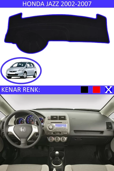 Torpido Koruma Halısı Siyah Kenar Renk Mavi Honda Jazz 2002-2007 ile Uyumlu - 1