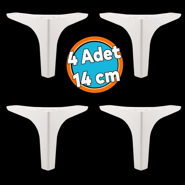 Mobilya Kanepe Sehpa TV Ünitesi Koltuk Ayağı 14 cm Beyaz Baza Ayak 4 Adet ürün görseli