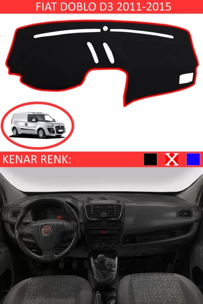 Torpido Koruma Halısı Siyah Kenar Renk Kırmızı Fiat Doblo D3 2011-2015 ile Uyumlu