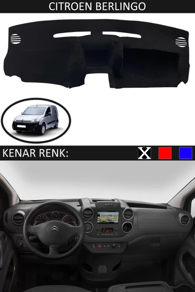 Torpido Koruma Halısı Siyah Kenar Renk Siyah Citroen Berlingo ile Uyumlu - 1
