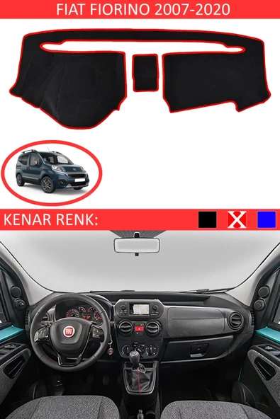 Torpido Koruma Halısı Siyah Kenar Renk Kırmızı Fiat Fiorino 2007-2020 ile Uyumlu