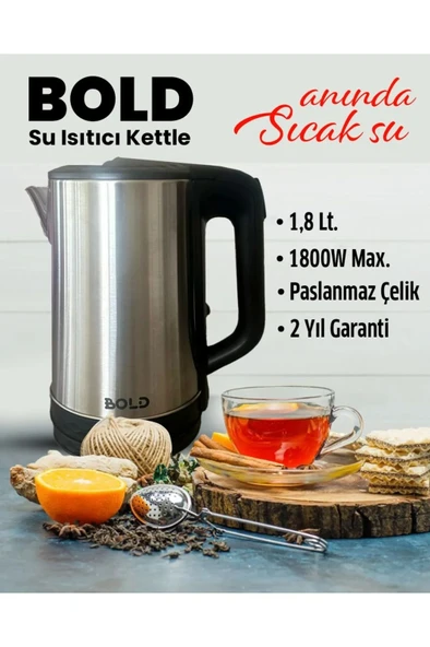 BOLD Su Isıtıcı Kettle Anında Sıcak Su 1,8 Litre