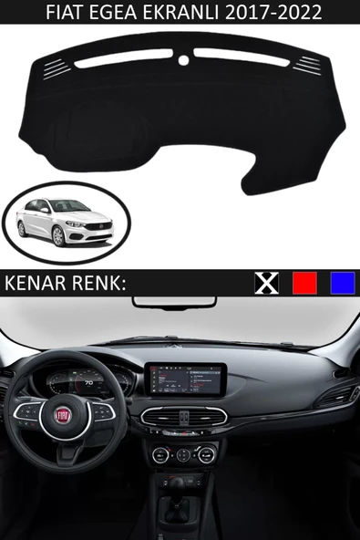 Torpido Koruma Halısı Siyah Kenar Renk Siyah Fiat Egea Ekranlı 2017-2022 ile Uyumlu - 1
