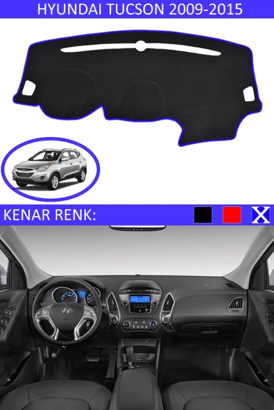 Torpido Koruma Halısı Siyah Kenar Renk Mavi Hyundai Tucson 2009-2015 ile Uyumlu - 1
