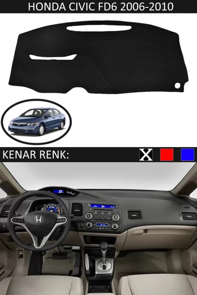 Torpido Koruma Halısı Siyah Kenar Renk Siyah Honda Civic FD6 2006-2010 ile Uyumlu