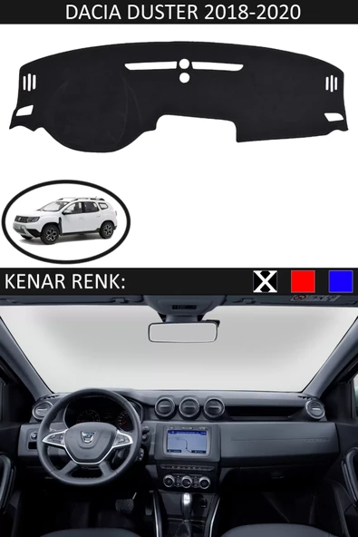 Torpido Koruma Halısı Siyah Kenar Renk Siyah Dacia Duster 2018-2020 ile Uyumlu