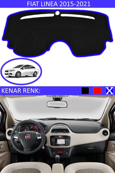Torpido Koruma Halısı Siyah Kenar Renk Mavi Fiat Linea 2015-2020 ile Uyumlu
