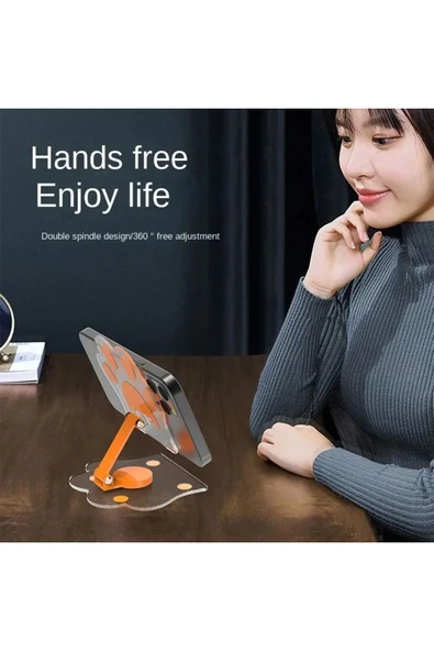 Masaüstü Telefon Ve Tablet Tutucu 360° Dönebilen Katlanabilir Taşınabilir Kaliteli Telefon Standı - Resim 6