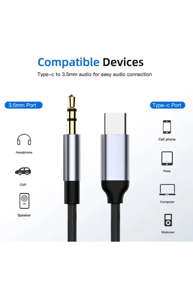 iPhone 16-16 PLUS-16 PRO-16 PRO MAX uyumlu Metak Başlık AUX Ses Dönüştürücü Hasır Type-C Çevirici - 4