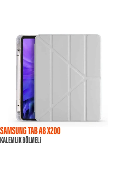 Samsung Galaxy Tab A8 SM X200 Uyumlu Kalem Bölmeli Arkası Yumuşak Koruyucu Silikon Kılıf