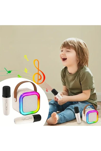 Mini Kablosuz Bluetooth Karaoke Hoparlör Kareoke Makinesi Çocuklar İçin Evde Karaoke Seti - 3