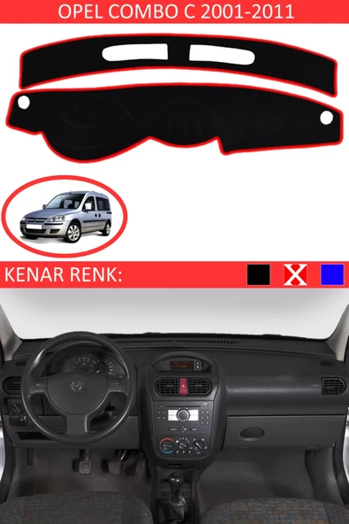 Torpido Koruma Halısı Siyah Kenar Renk Kırmızı Opel Combo C 2001-2011 ile Uyumlu - 1
