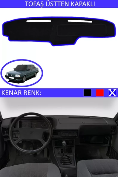 Üstten Kapaklı Torpido Koruma Halısı Siyah Kenar Renk Mavi Tofaş ile Uyumlu